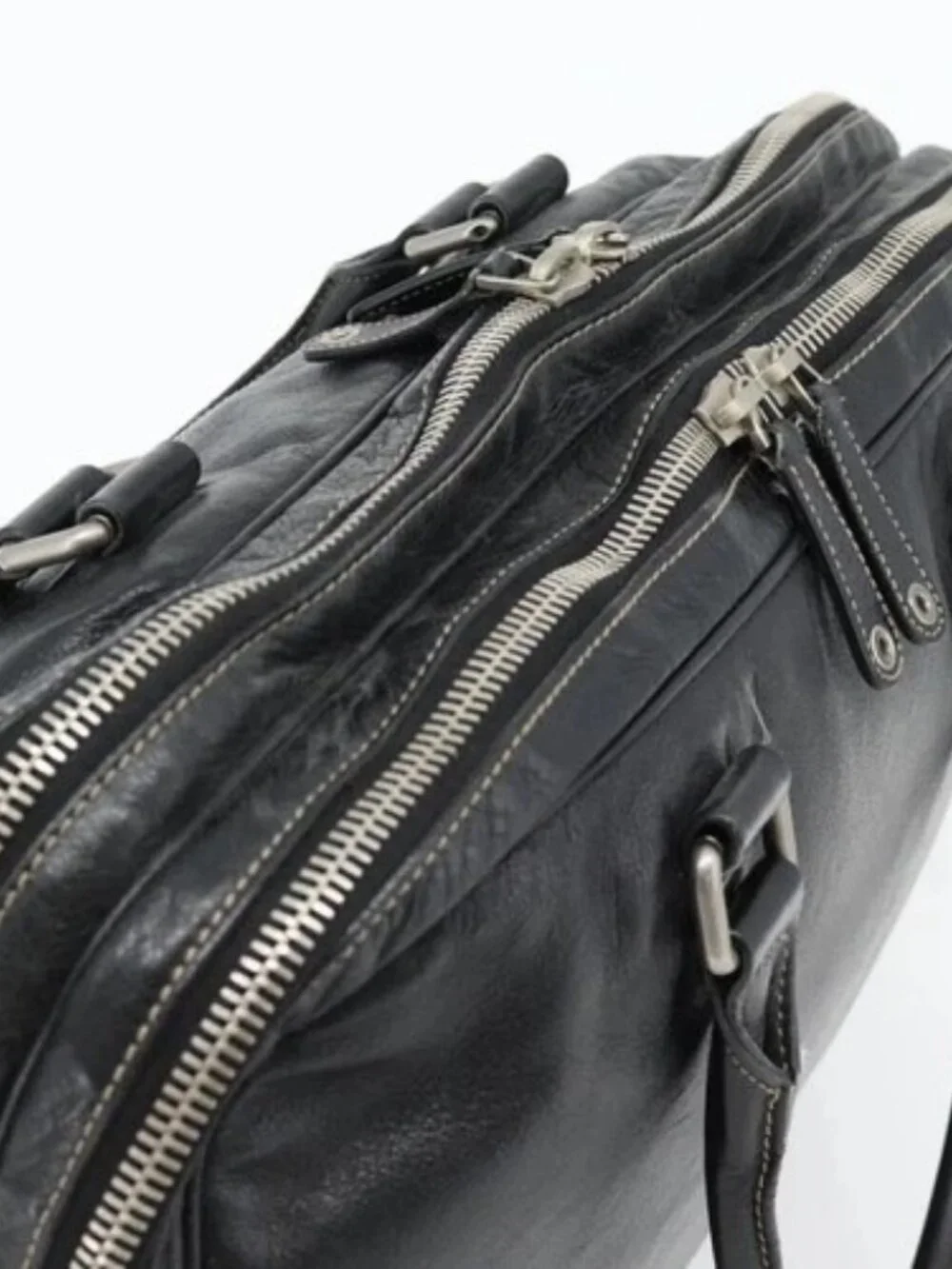 GUCCI Shoulder Bag Leather 2way Black Silver Auth ka4484